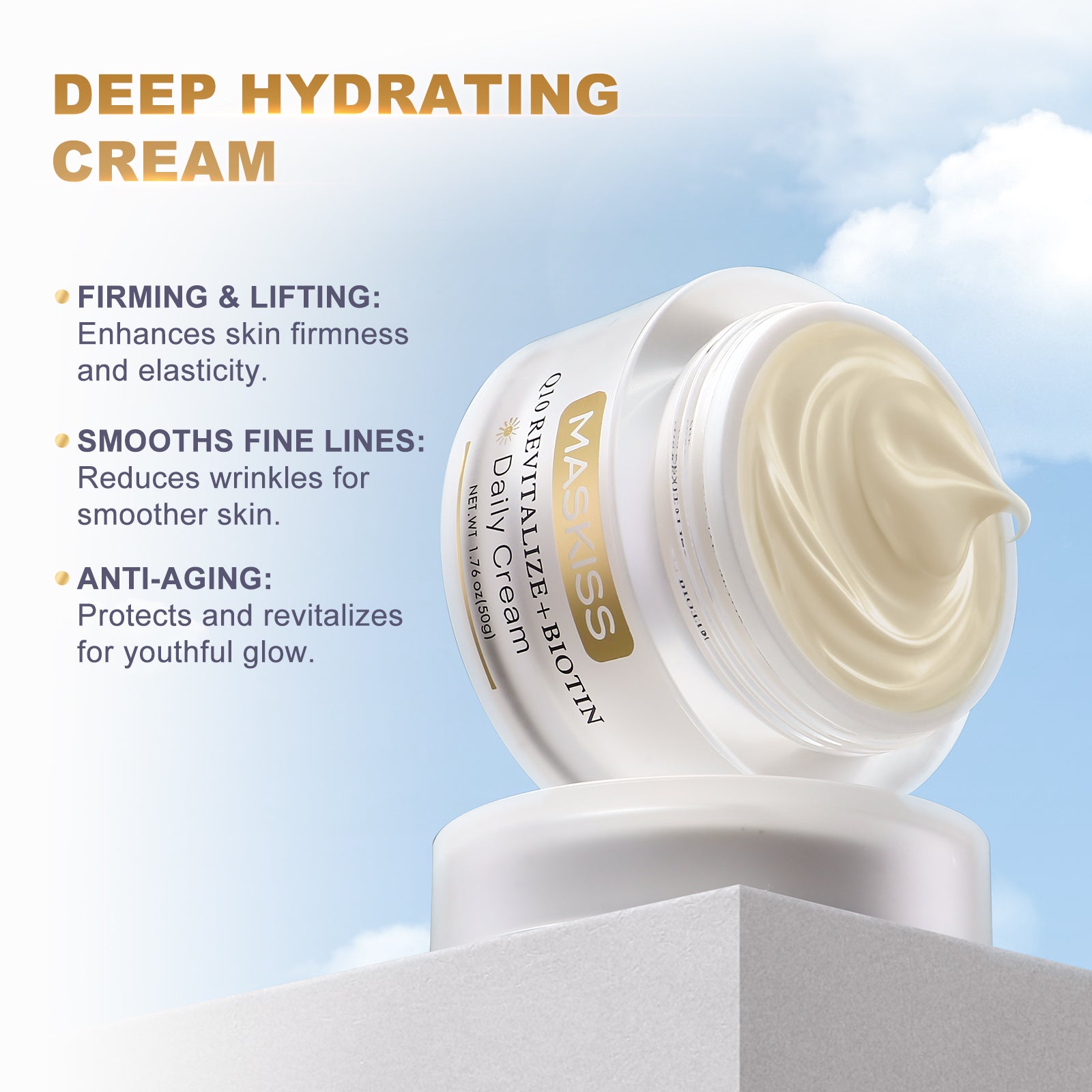 Maskiss Q10 Anti-Wrinkle Face Cream, Unscented Anti-Aging Face Moisturizer