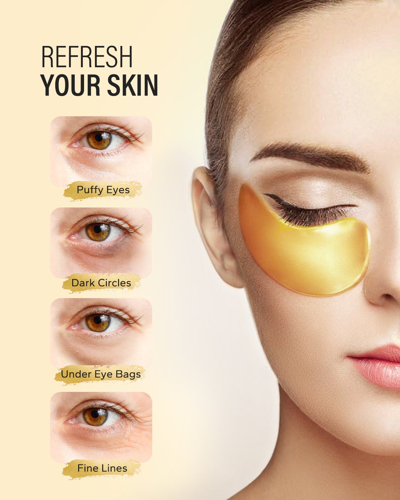 Maskiss 24K Gold Under Eye Patches for Wrinkle, Dark Circles and Puffiness