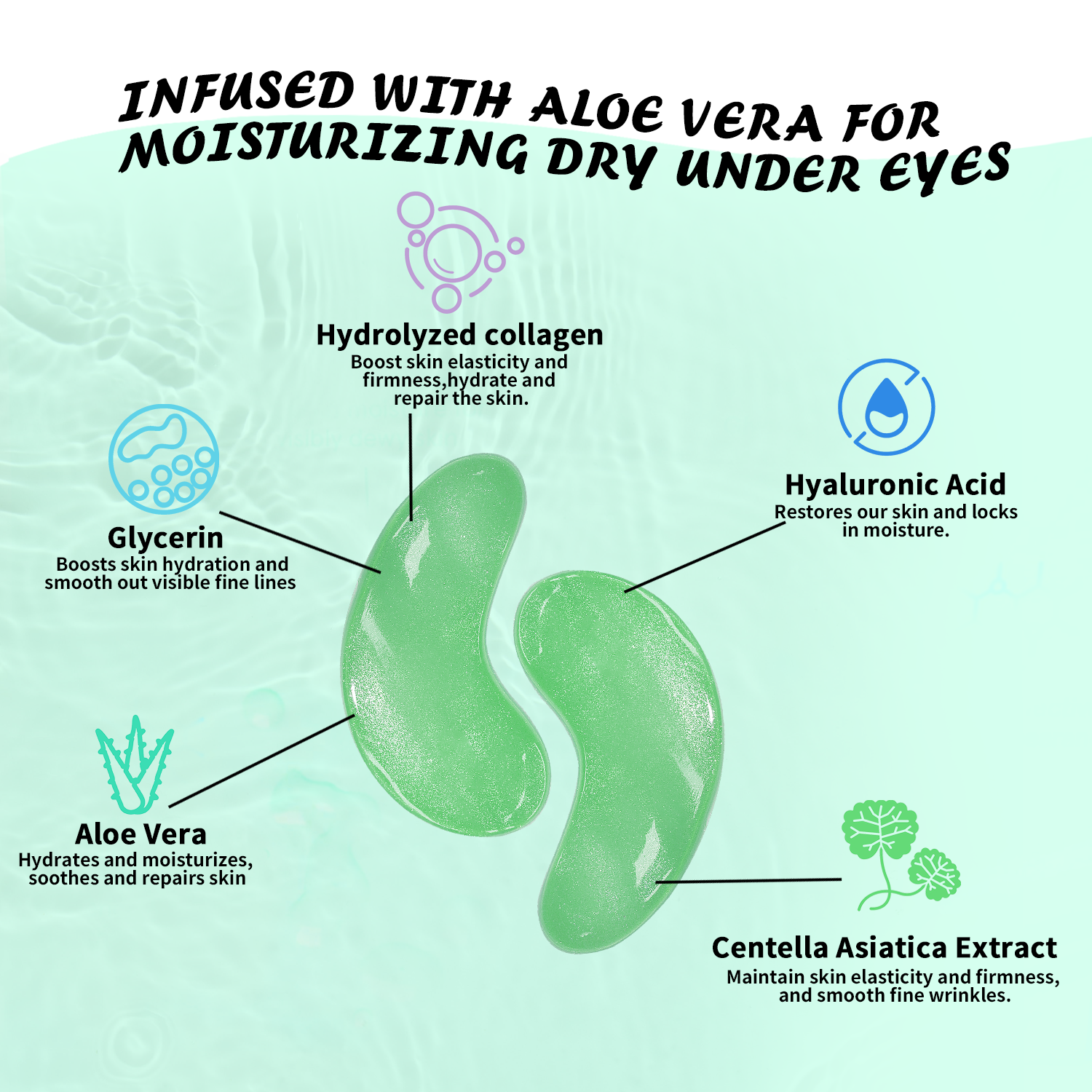 Maskiss Aloe Vera Eye Masks for Dark Circles Puffy Eyes Undereye Bags- Green