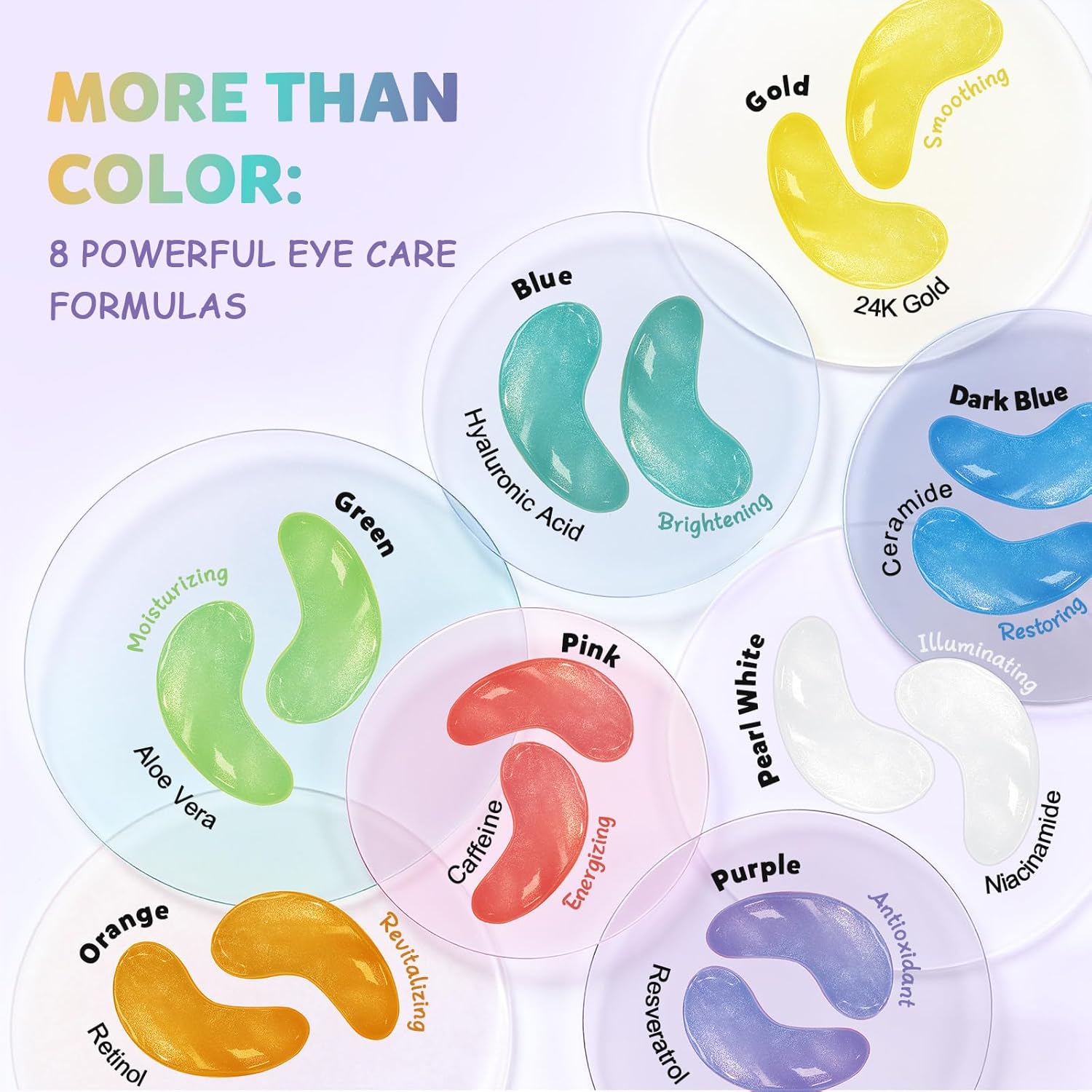 Maskiss Under Eye Patches Variety Pack (48 Pairs), Eye Masks for Dark Circles Puffy Eyes Undereye Bags With 8 Colors (6 Pairs/Color), Vegan Eye Skin Care Set for Bachelorette Party Favors